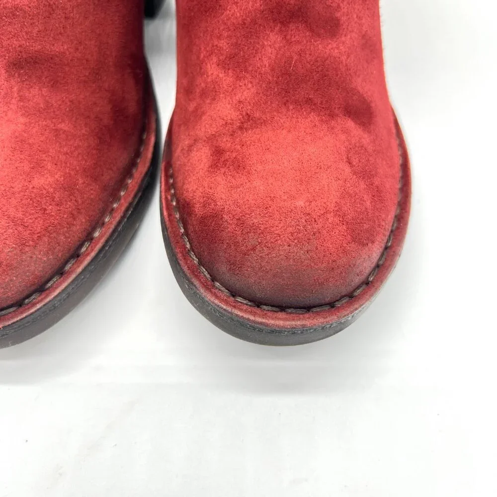 Fly London Womens 40 EU 9 - 9.5 US Red Suede Leather Ankle Boots Shoes - Picture 5 of 13
